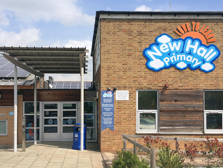 Entrance to New Hall Primary School